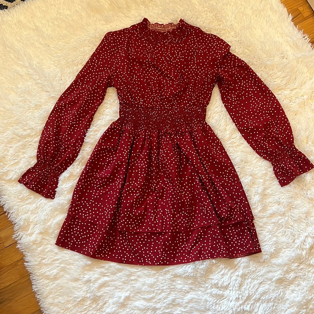Boho red and white dress size small 4-6